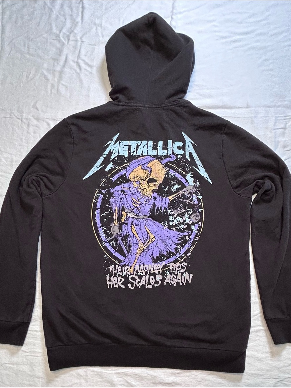 Metallica Hoodie Black Purple Skeleton Graphic Back Pullover Size L 2023